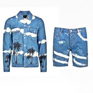 🌴🆕🌴PALM TREE DYE DENIM JACKET & SHORTS